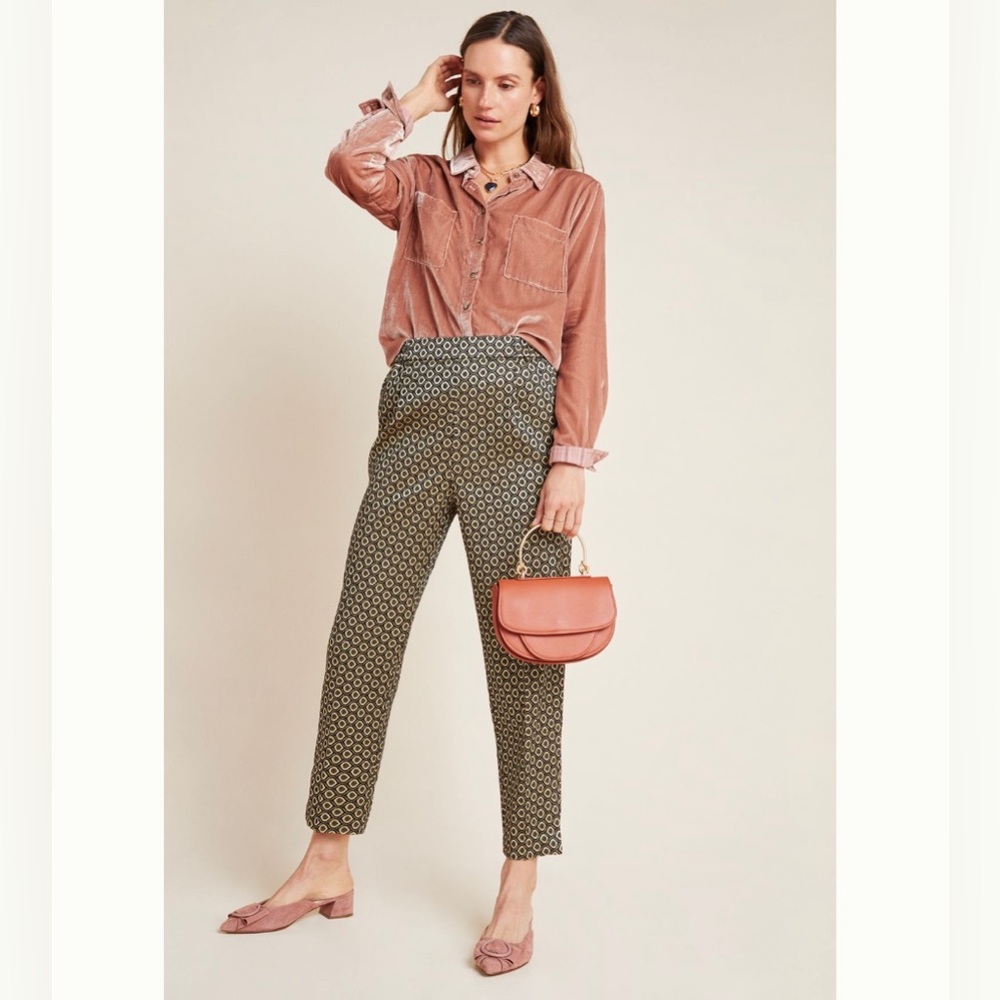 Anthropologie Larkin Jacquard Tapered Trousers